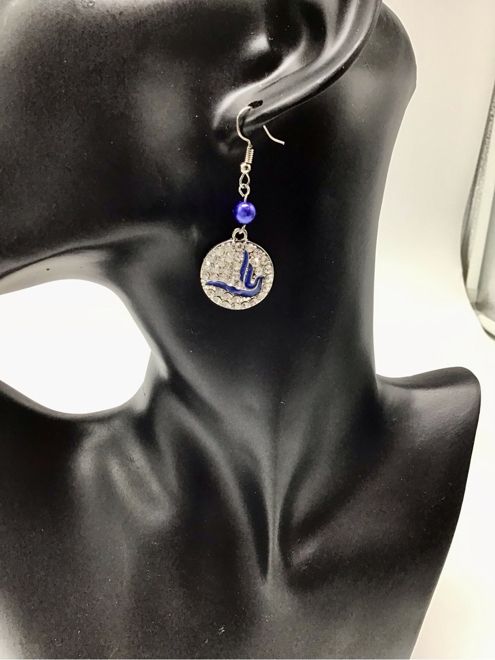 Zeta Phi Beta Rhinestone Disc Drop Earrings